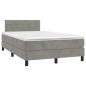 Preview: ARDEBO.de - Boxspringbett mit Matratze & LED Hellgrau 120x190 cm Samt