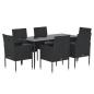 Preview: ARDEBO.de - 7-tlg. Garten-Essgruppe mit Kissen Schwarz Poly Rattan