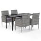 Preview: 5-tlg. Garten-Essgruppe mit Kissen Anthrazit Poly Rattan