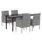 Preview: 5-tlg. Garten-Essgruppe mit Kissen Anthrazit Poly Rattan