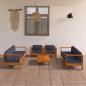Preview: ARDEBO.de - 8-tlg. Garten-Lounge-Set mit Dunkelgrauen Auflagen Akazienholz