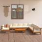Preview: 10-tlg. Garten-Lounge-Set mit Creme Auflagen Massivholz Akazie