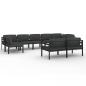 Preview: 9-tlg. Garten-Lounge-Set mit Kissen Aluminium Anthrazit