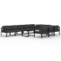 Preview: 11-tlg. Garten-Lounge-Set mit Kissen Aluminium Anthrazit