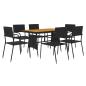 Preview: 7-tlg. Garten-Essgruppe Poly Rattan Schwarz