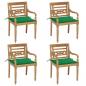 Preview: ARDEBO.de - Batavia-Stühle mit Kissen 4 Stk. Massivholz Teak