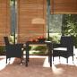 Preview: ARDEBO.de - 3-tlg. Garten-Essgruppe mit Kissen Poly Rattan Schwarz