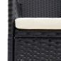 Preview: 3-tlg. Garten-Essgruppe mit Kissen Poly Rattan Schwarz