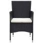 Preview: 3-tlg. Garten-Essgruppe mit Kissen Poly Rattan Schwarz