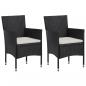 Preview: 3-tlg. Garten-Essgruppe mit Kissen Poly Rattan Schwarz