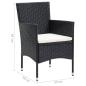 Preview: 3-tlg. Garten-Essgruppe mit Kissen Poly Rattan Schwarz