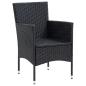 Preview: 3-tlg. Garten-Essgruppe mit Kissen Poly Rattan Schwarz