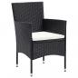 Preview: 3-tlg. Garten-Essgruppe mit Kissen Poly Rattan Schwarz