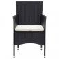 Preview: 3-tlg. Garten-Essgruppe mit Kissen Poly Rattan Schwarz