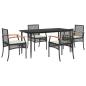 Preview: 5-tlg. Garten-Essgruppe mit Kissen Schwarz Poly Rattan