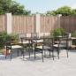Preview: ARDEBO.de - 7-tlg. Garten-Essgruppe mit Kissen Schwarz Poly Rattan
