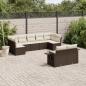 Preview: ARDEBO.de - 9-tlg. Garten-Sofagarnitur mit Kissen Braun Poly Rattan
