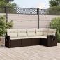 Preview: ARDEBO.de - 5-tlg. Garten-Sofagarnitur mit Kissen Braun Poly Rattan