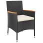 Preview: 7-tlg. Garten-Essgruppe mit Kissen Schwarz Poly Rattan
