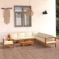 Preview: 9-tlg. Garten-Lounge-Set mit Creme Auflagen Massivholz Akazie