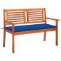 Preview: 2-Sitzer-Gartenbank mit Auflage 120 cm Massivholz Eukalyptus