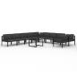 Preview: 11-tlg. Garten-Lounge-Set mit Kissen Aluminium Anthrazit