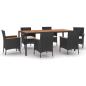 Preview: 7-tlg. Garten-Essgruppe mit Kissen Schwarz Poly Rattan