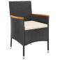 Preview: 7-tlg. Garten-Essgruppe mit Kissen Schwarz Poly Rattan