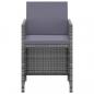 Preview: 3-tlg. Garten-Essgruppe mit Kissen Poly Rattan Grau