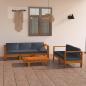 Preview: ARDEBO.de - 5-tlg. Garten-Lounge-Set mit Dunkelgrauen Auflagen Akazienholz