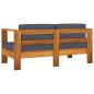 Preview: 5-tlg. Garten-Lounge-Set mit Dunkelgrauen Auflagen Akazienholz