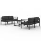 Preview: 5-tlg. Garten-Lounge-Set mit Kissen Aluminium Anthrazit
