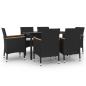 Preview: 7-tlg. Garten-Essgruppe mit Auflagen Poly Rattan und Glas
