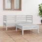 Preview: ARDEBO.de - 3-tlg. Garten-Lounge-Set Weiß Kiefer Massivholz