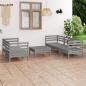 Preview: ARDEBO.de - 6-tlg. Garten-Lounge-Set Grau Kiefer Massivholz