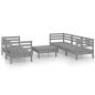 Preview: 6-tlg. Garten-Lounge-Set Grau Kiefer Massivholz