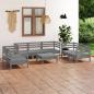 Preview: ARDEBO.de - 8-tlg. Garten-Lounge-Set Grau Massivholz Kiefer