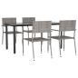 Preview: ARDEBO.de - 5-tlg. Garten-Essgruppe Grau Poly Rattan