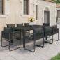 Preview: ARDEBO.de - 9-tlg. Garten-Essgruppe PVC Rattan Schwarz