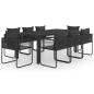 Preview: 9-tlg. Garten-Essgruppe PVC Rattan Schwarz