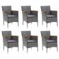 Preview: 7-tlg. Garten-Essgruppe mit Kissen Poly Rattan Grau