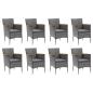 Preview: 9-tlg. Garten-Essgruppe mit Kissen Poly Rattan Grau 