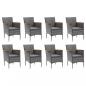 Preview: 9-tlg. Garten-Essgruppe mit Kissen Poly Rattan Grau 