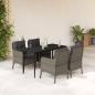 Preview: ARDEBO.de - 5-tlg. Garten-Essgruppe mit Kissen Grau Poly Rattan