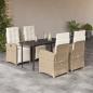 Preview: ARDEBO.de - 5-tlg. Garten-Essgruppe mit Kissen Beige Poly Rattan