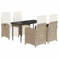 Preview: 5-tlg. Garten-Essgruppe mit Kissen Beige Poly Rattan
