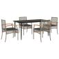 Preview: 5-tlg. Garten-Essgruppe mit Kissen Grau Poly Rattan