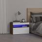 Preview: ARDEBO.de - Nachttisch mit LED-Leuchten Braun Eichen-Optik 60x35x40 cm