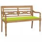 Preview: ARDEBO.de - Batavia-Gartenbank mit Hellgrünem Kissen 120 cm Teak Massivholz