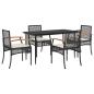 Preview: 5-tlg. Garten-Essgruppe mit Kissen Schwarz Poly Rattan